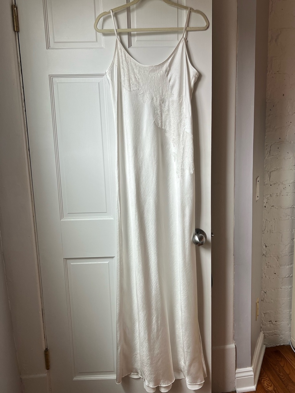 Meshki White Lace Detail Slip Maxi Dress